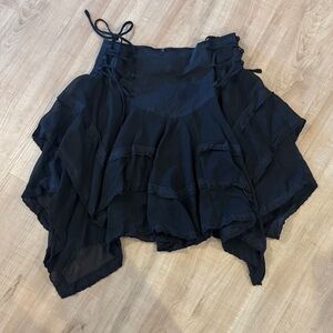 Tiered Black Ruffle Skirt